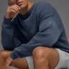 Domain Rib Knit Crew Sweater - Bluestone