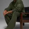 Domain Rib Knit Crew Sweater - Green Olive