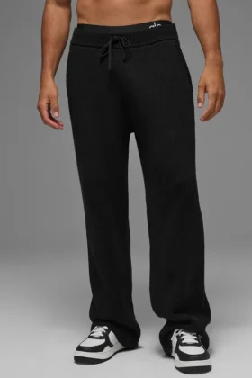 Domain Rib Knit Sweatpant - Black