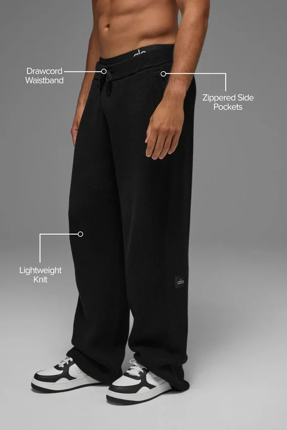 Domain Rib Knit Sweatpant - Black