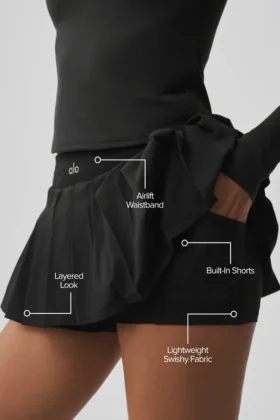 Double or Nothing Tennis Skirt – Black