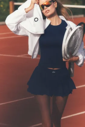 Double or Nothing Tennis Skirt - Navy