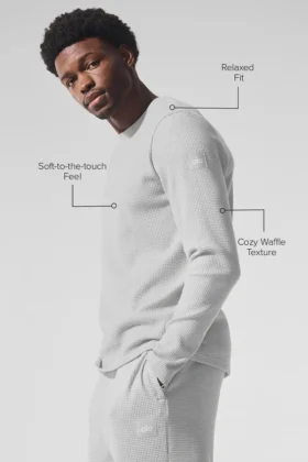 Elevate Waffle Long Sleeve Crew – Athletic Heather Grey