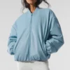 Faux Leather Premier Bomber - Celestial Blue