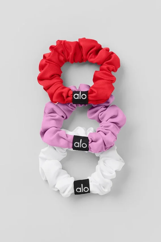 Fresh Mini Scrunchie 3-Pack - Bright Red/Candy Heart Pink/White