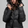 Gold Rush Puffer Trench - Black