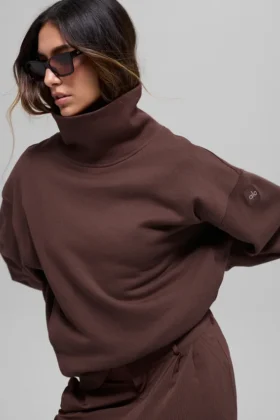 Hazy Mock Neck Pullover – Brownstone