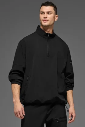 Light Weight Takeaway Track Pullover – Black