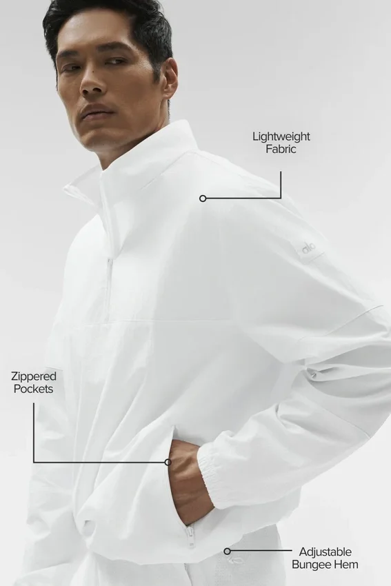 Light Weight Takeaway Track Pullover - White