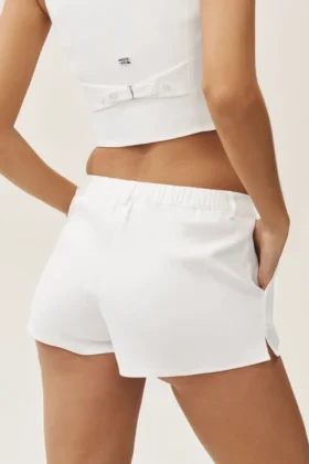 Linen Blend Low-Rise Riviera Trouser Short – White