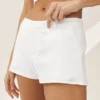Linen Blend Low-Rise Riviera Trouser Short - White