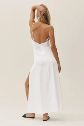 Linen Blend Riviera Maxi Dress – White
