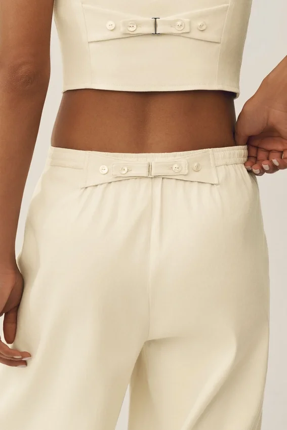Linen Blend Riviera Wide Leg Pant - Sandy Beige