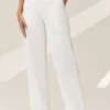 Linen Blend Riviera Wide Leg Pant - White