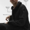 Linen Days Button up Hoodie - Black