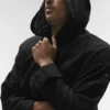 Linen Days Button up Hoodie - Black