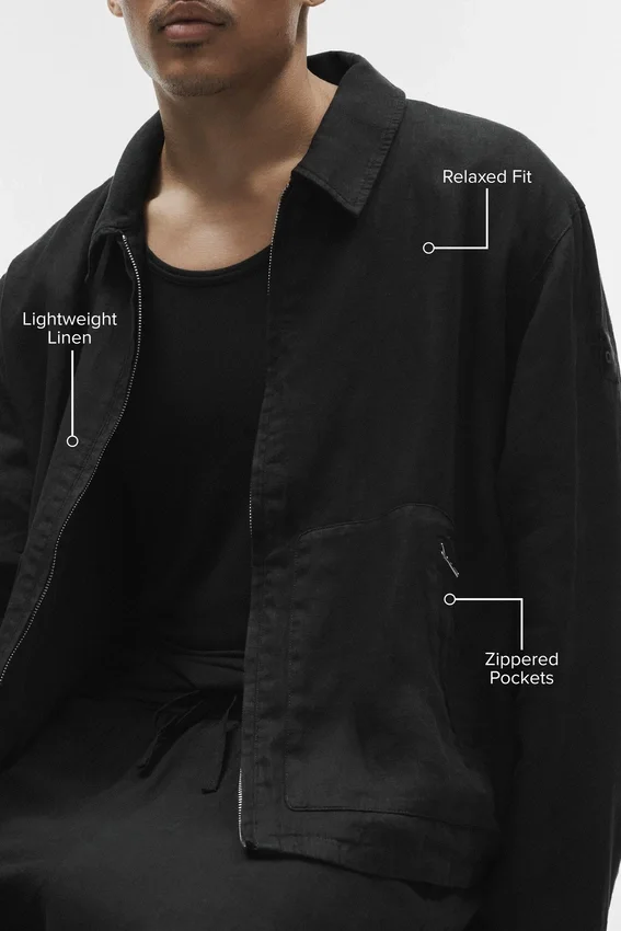 Linen Days Full Zip Jacket - Black