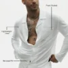 Linen Jersey Coastal Long Sleeve Button up - White