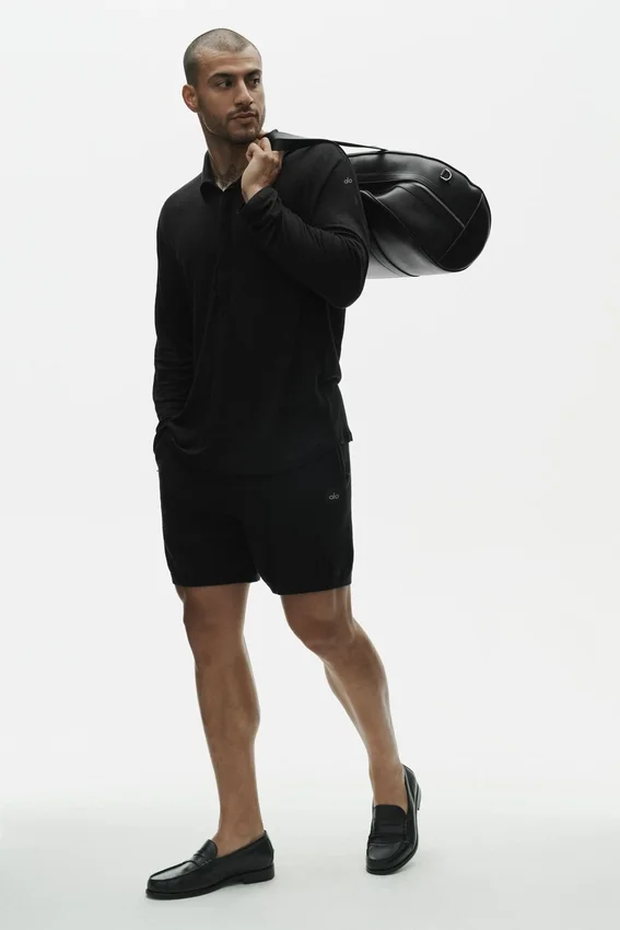 Linen Jersey Coastal Long Sleeve Pullover - Black