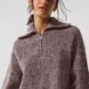 Marl Sweater 1/4 Zip Pullover - Mushroom Marl