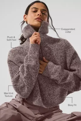 Marl Sweater 1/4 Zip Pullover – Mushroom Marl