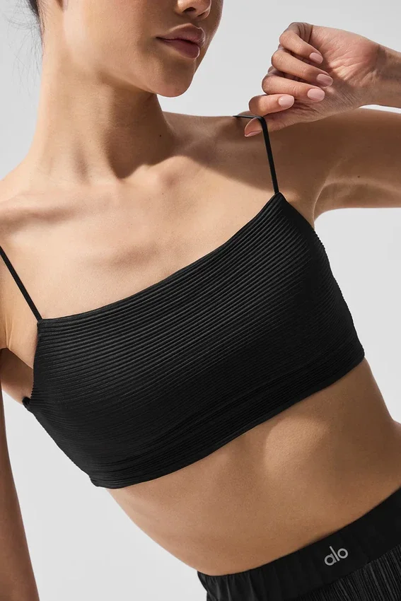 Micro Plisse Game on Bra - Black