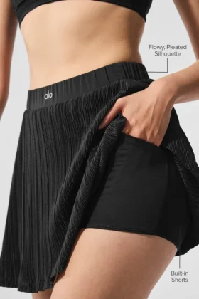 Micro Plisse Tennis Skirt – Black