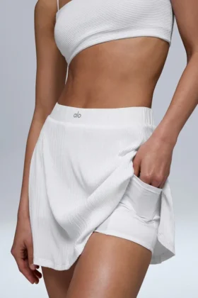 Micro Plisse Tennis Skirt – White