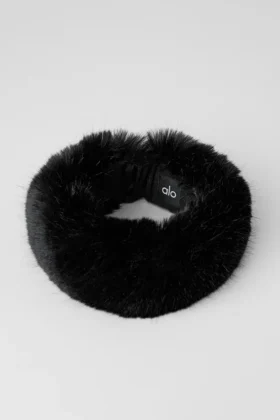 Opulent Faux Fur Wintersun Headband – Black