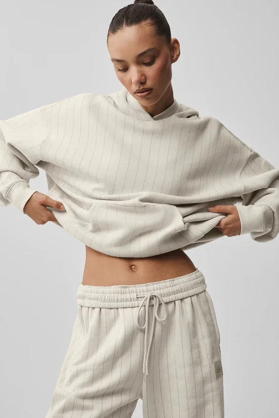 Pinstripe Hoodie - Bone Pinstripe