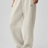 Pinstripe Straight Leg Sweatpant - Bone Pinstripe