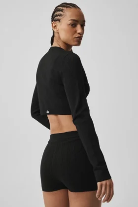 Pointelle Sweater Be Mine Cardigan – Black