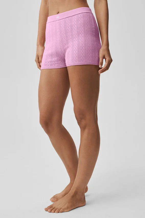 Pointelle Sweater Be Mine Hot Short - Candy Heart Pink