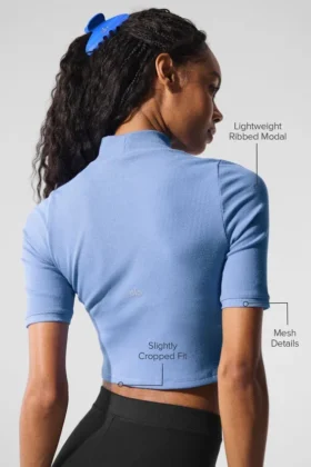 Ribbed Mesh Secret Short Sleeve – Crystal Clear Blue