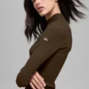 Ribbed Mesmerize Mock Neck Long Sleeve - Espresso