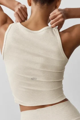 Ribbed Modal Henley Tank – Oatmeal Heather