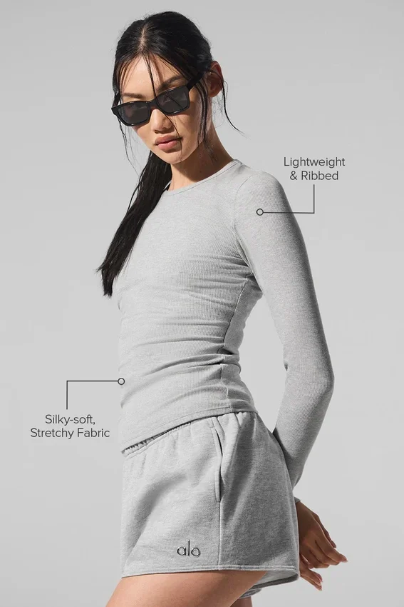 Ribbed Modal Long Sleeve - Athletic Heather Grey