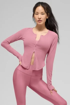 Ribbed Stardust Long Sleeve – Pink Wild Rose