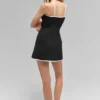 Ribbed Sweater Knit Highline Dress - Black/White