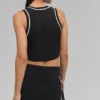 Ribbed Sweater Knit Highline Mini Skirt - Black/White