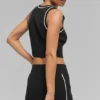 Ribbed Sweater Knit Highline Mini Skirt - Black/White