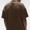 Satin Horizon Short Sleeve Button up - Espresso