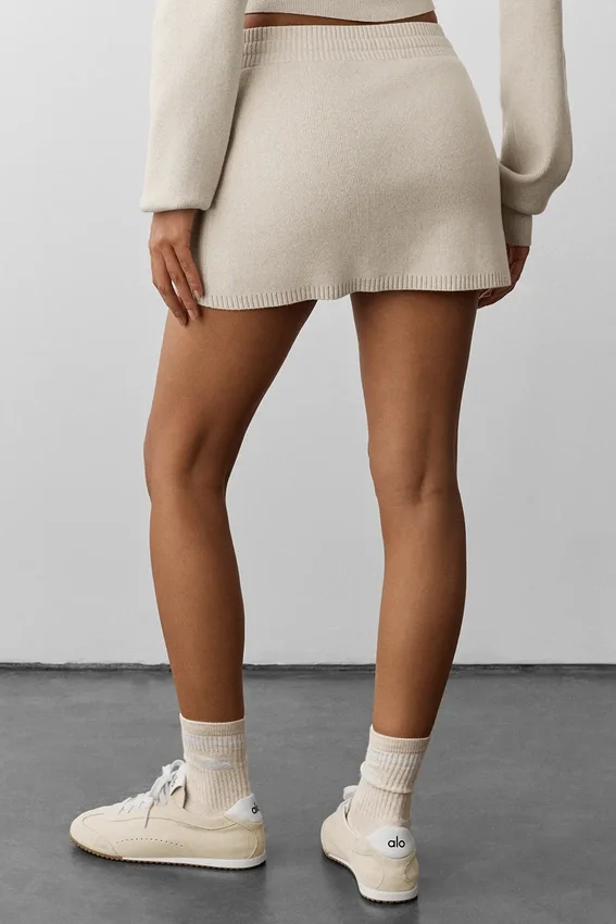 Scholar Knit Cargo Skirt - Oatmeal Heather