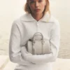 Scholar Knit Cropped Full Zip Jacket - White Heather