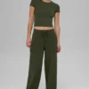 Scholar Knit High-Waist Cargo Pant - Green Olive