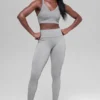 Seamless High-Waist Two Tone Rib Legging - Light Misty Grey Heather