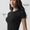 Seamless Modal Ribbed Cropped Short Sleeve - Black