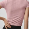 Seamless Pointelle Mock Neck Short Sleeve - Vintage Pink