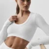 Seamless Ribbed Cropped Serene Long Sleeve - White