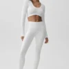 Seamless Ribbed Cropped Serene Long Sleeve - White